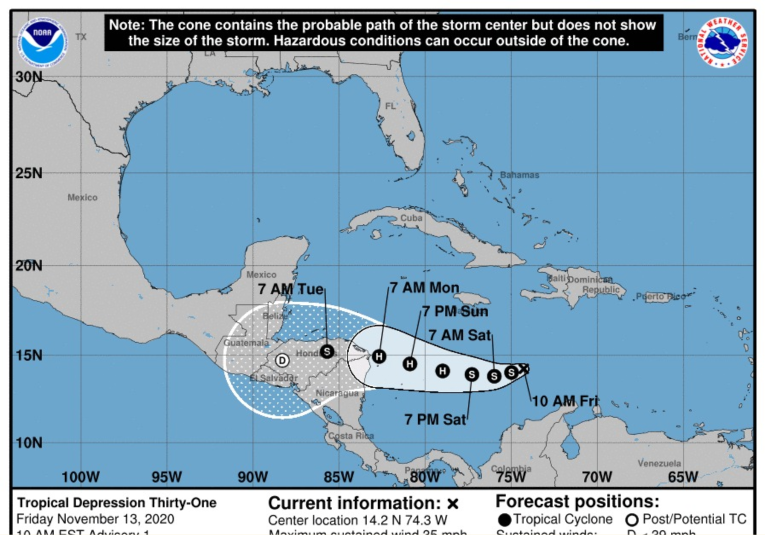 Sistema de baja presión se fortalece a depresión tropical 31