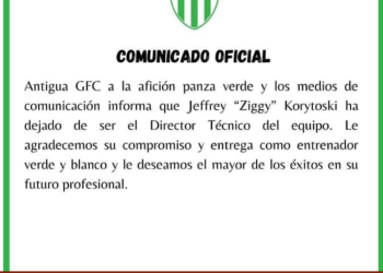 Antigua continúa sin poder ganar el Clausura 2021 y despide a Korytoski