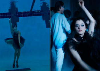 Campeona mundial rusa de nado sincronizado repite bajo el agua el baile de Wednesday Addams