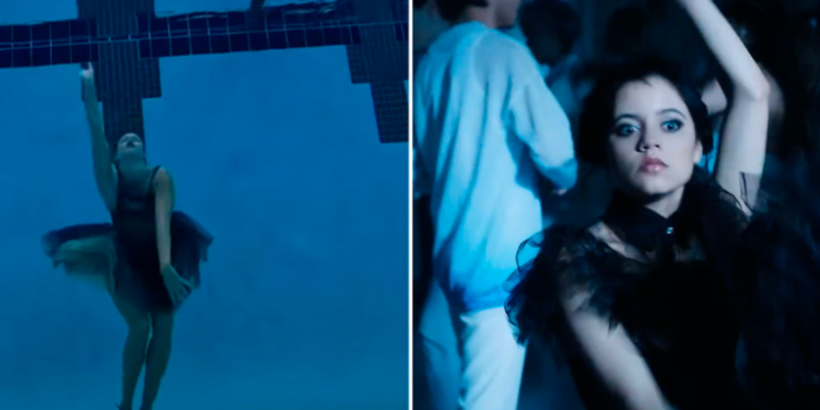 Campeona mundial rusa de nado sincronizado repite bajo el agua el baile de Wednesday Addams