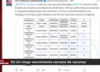 EE.UU niega que vacunas donadas al paí­s estén próximas a vencer