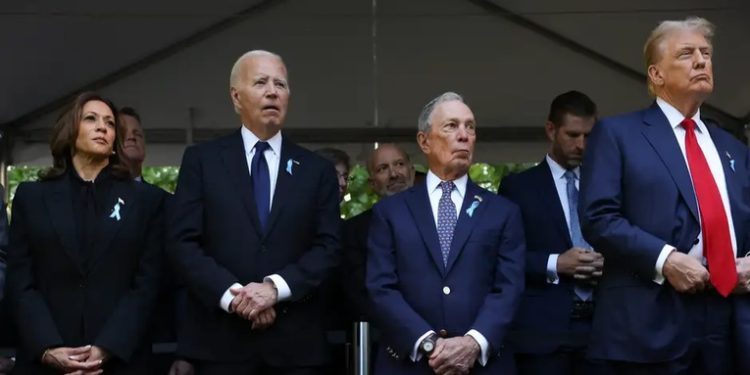 Harris y Trump reunidos en homenaje a víctimas del 11-S