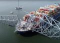 Imágenes del puente derrumbado en Baltimore captadas por un dron