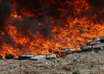 Incineran 950 kilos de cocaí­na en finca San José El Golfo