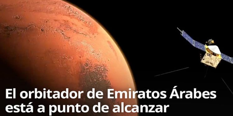 Orbitador de EA a punto de llegar a la órbita de Marte