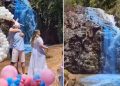 pareja causa indignación en Brasil tras pintar de azul una cascada para revelar el sexo de su bebé