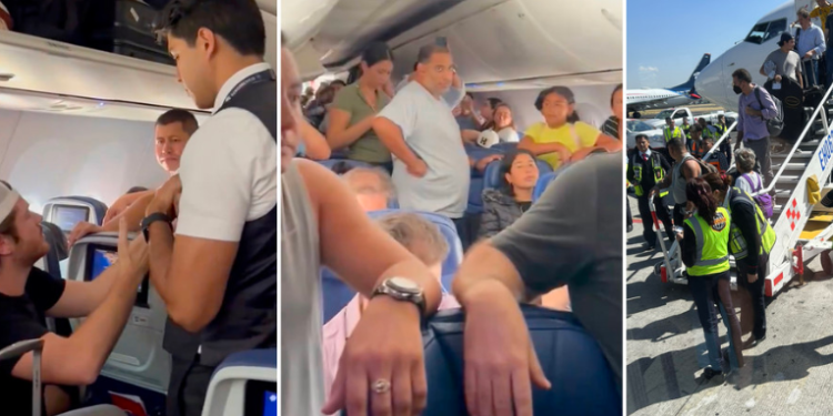 Pasajero de un avión abre la puerta de emergencia y se posa sobre un ala en México