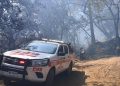 Presidenta en funciones supervisa área del volcán de agua en medio de incendio forestal