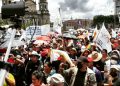 Protestas de CODECA detuvo el tráfico vehicular en el centro histórico capitalino