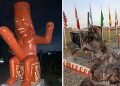 Queman la polémica estatua del huaco erótico inaugurada hace menos de un mes en la costa norte de Perú