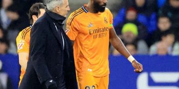 Rüdiger sufre una lesión en el bíceps femoral y es duda para la eliminatoria ante el Manchester City