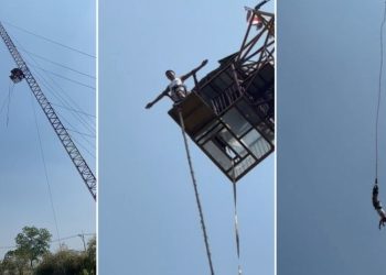 Se rompe la cuerda elástica durante el salto de 'puenting' de un turista