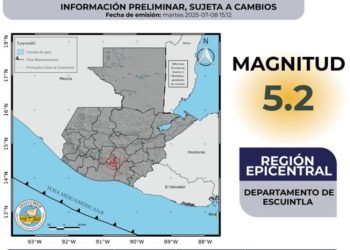 Sismo de magnitud 5.2 sacude el departamento de Escuintla