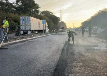 Últimos retoques en el km 44 de la Palín-Escuintla antes de su reapertura total