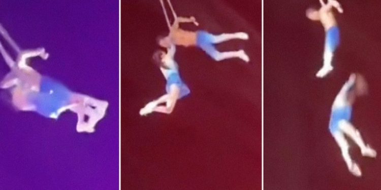VIDEO: Mujer muere tras caer durante un espectáculo de acrobacias aéreas en China