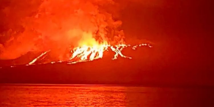 Volcán La Cumbre entra en erupción en Galápagos